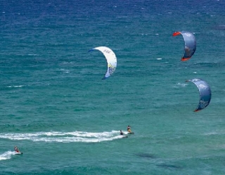  Kitesurfing sport in the sea 